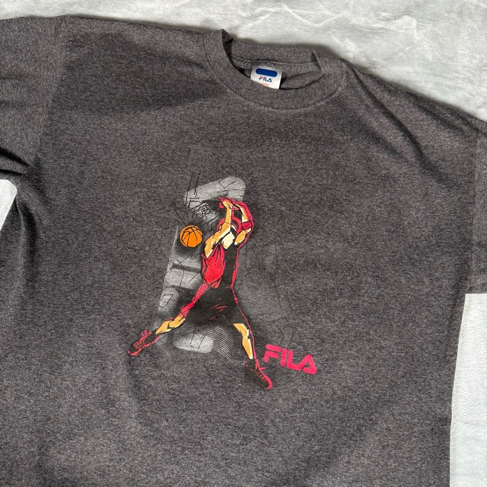 Vintage FILA Streetball Basketball T Shirt Mens L Oversized Fit Gray Y2K - Picture 1 of 6